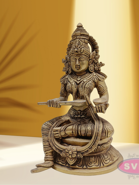 Brass Annapurna Idol For Home Temple / 10 Inches
