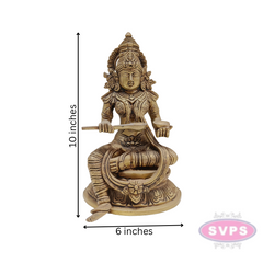 Brass Annapurna Idol For Home Temple / 10 Inches