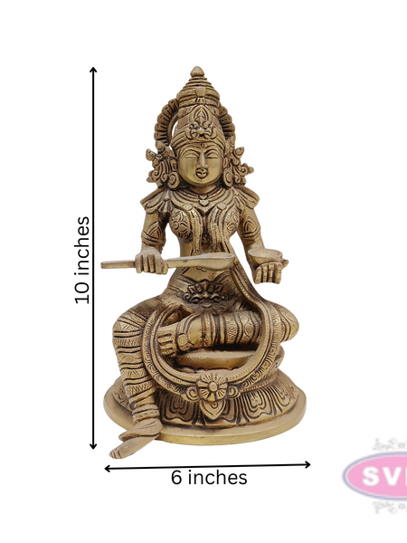 Brass Annapurna Idol For Home Temple / 10 Inches