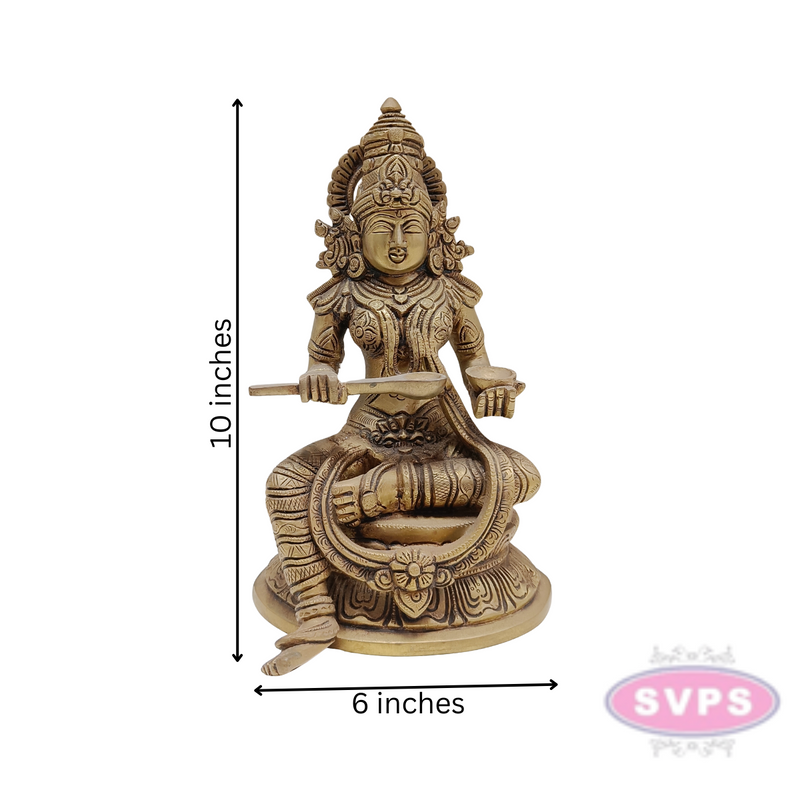 Brass Annapurna Idol For Home Temple / 10 Inches