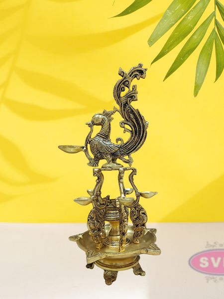 Brass Antique Annapakshi 5 Face Diya
