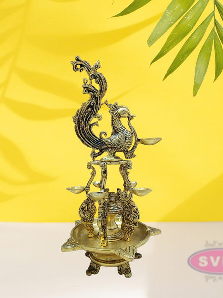 Brass Antique Annapakshi 5 Face Diya