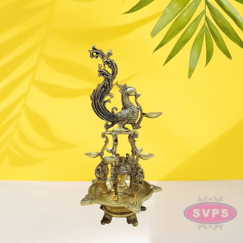 Brass Antique Annapakshi 5 Face Diya