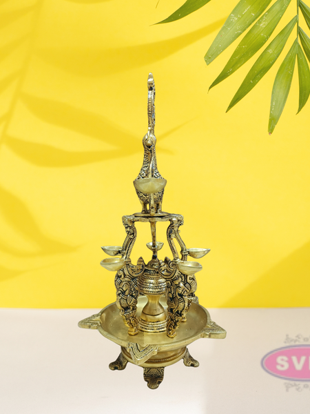 Brass Antique Annapakshi 5 Face Diya
