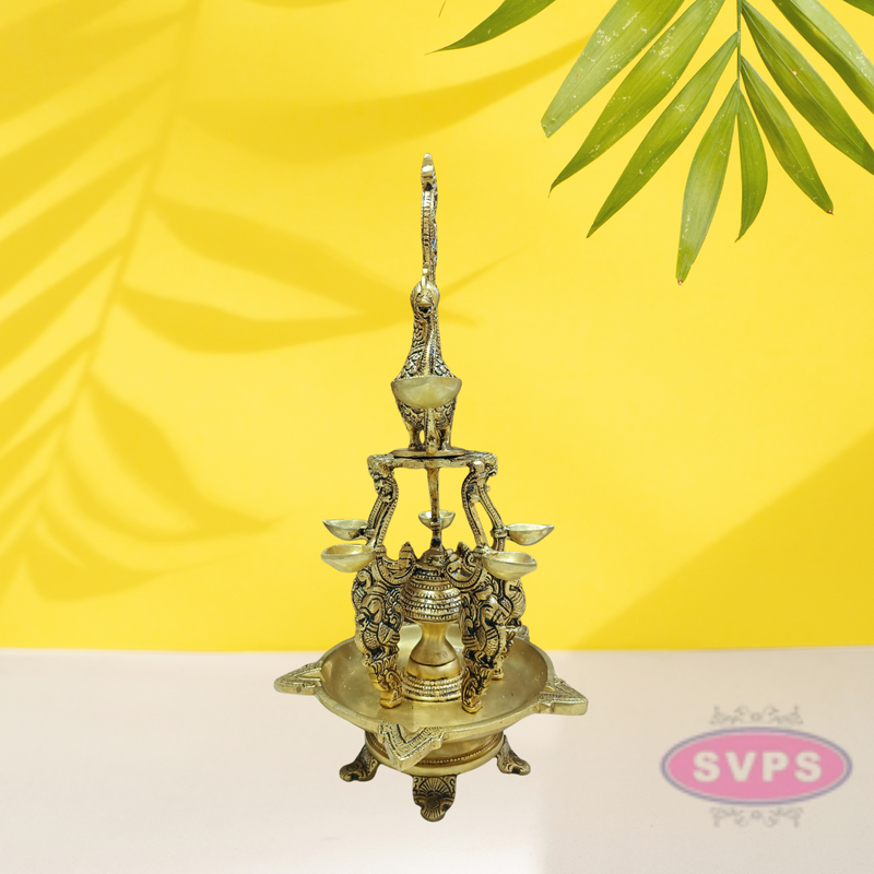 Brass Antique Annapakshi 5 Face Diya