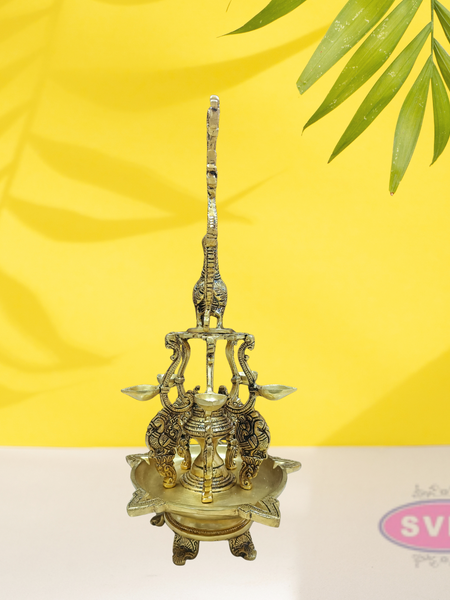 Brass Antique Annapakshi 5 Face Diya