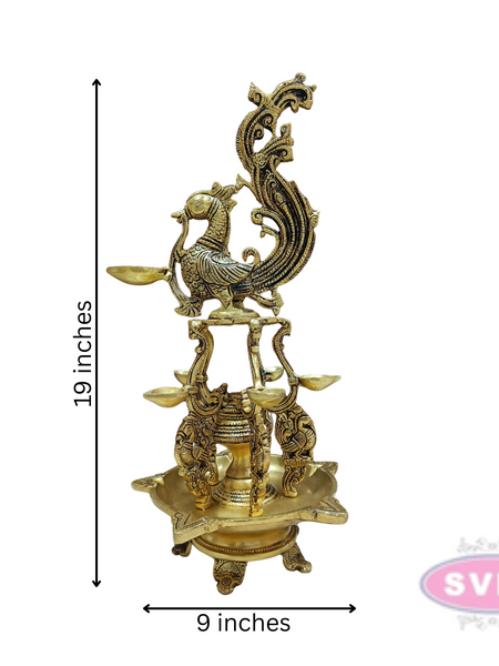 Brass Antique Annapakshi 5 Face Diya