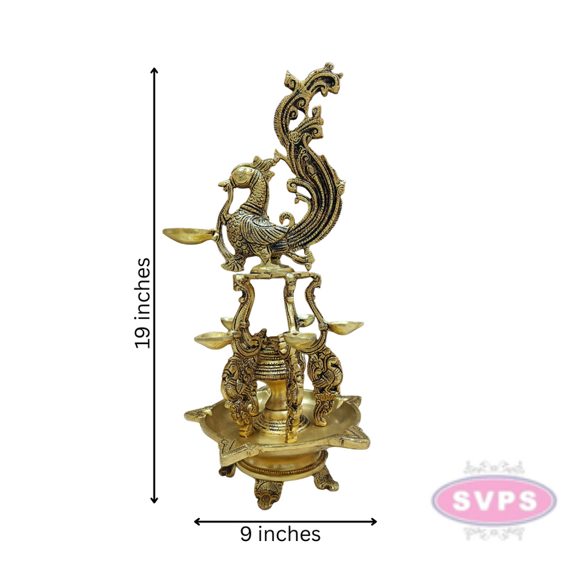 Brass Antique Annapakshi 5 Face Diya