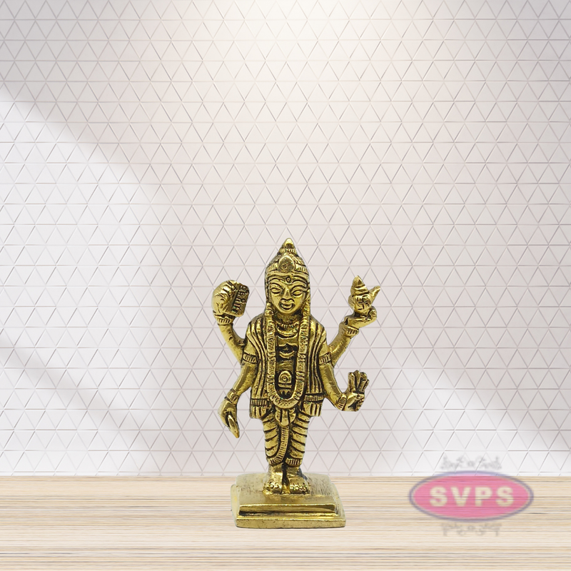 Brass Antique Dhanvanthri Murthi Idol / 3 Inches