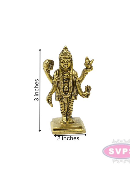 Brass Antique Dhanvanthri Murthi Idol / 3 Inches