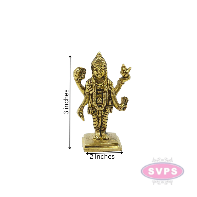 Brass Antique Dhanvanthri Murthi Idol / 3 Inches