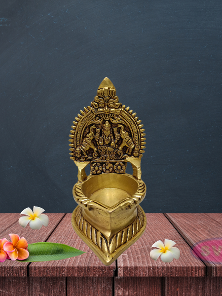 Brass Antique Finished Gajalaxmi Diya  / Gajalakshmi Deepam