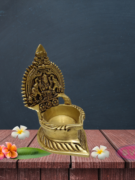 Brass Antique Finished Gajalaxmi Diya  / Gajalakshmi Deepam