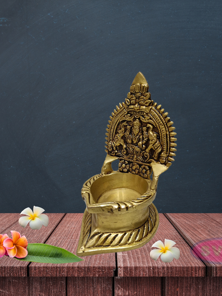 Brass Antique Finished Gajalaxmi Diya  / Gajalakshmi Deepam