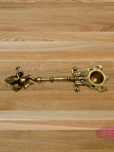 Brass Antique Ganesha Puja  Aarti Spoon