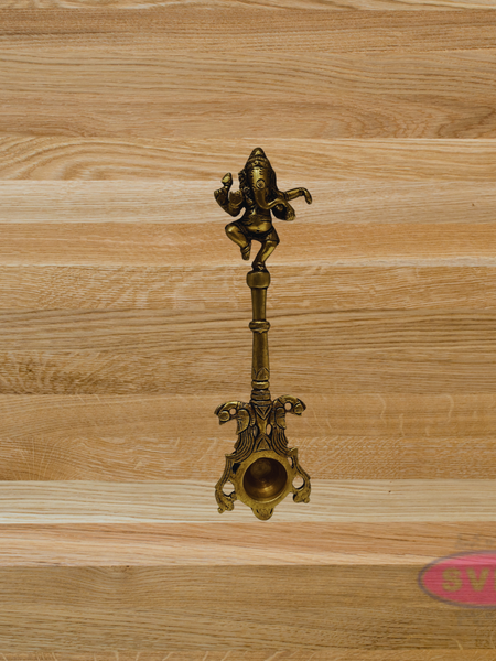 Brass Antique Ganesha Puja  Aarti Spoon