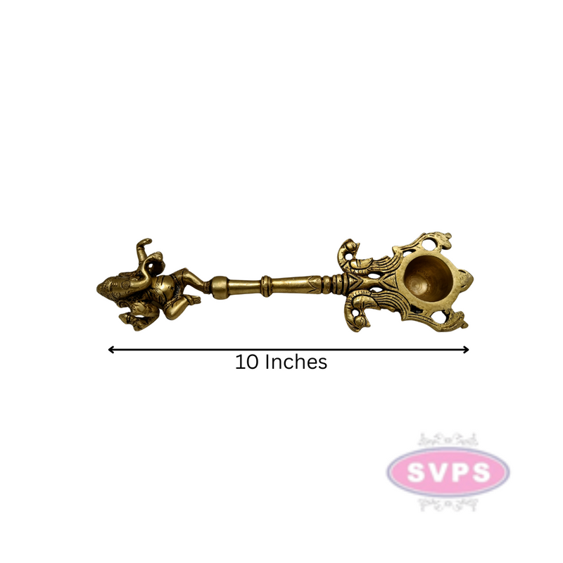 Brass Antique Ganesha Puja  Aarti Spoon