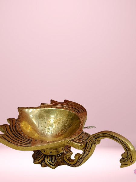 Brass Antique Lotus Diya For Puja And Decor