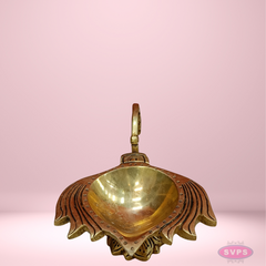 Brass Antique Lotus Diya For Puja And Decor