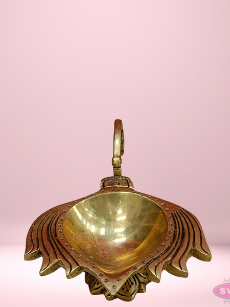 Brass Antique Lotus Diya For Puja And Decor