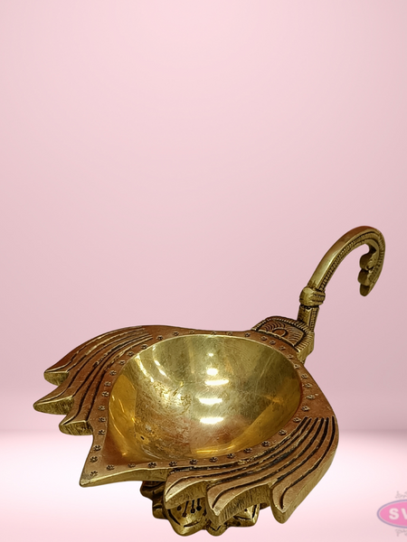 Brass Antique Lotus Diya For Puja And Decor