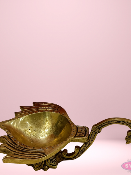 Brass Antique Lotus Diya For Puja And Decor
