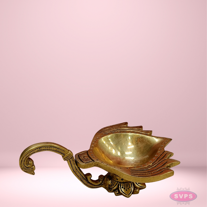 Brass Antique Lotus Diya For Puja And Decor