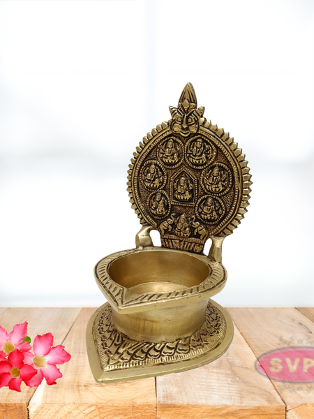 Brass Astalakshmi Vilakku / Diya / Deepam / 7 inches