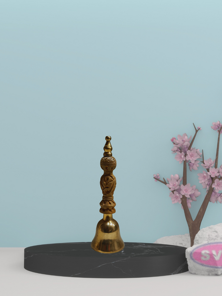 Brass Bell With Wooden Hand