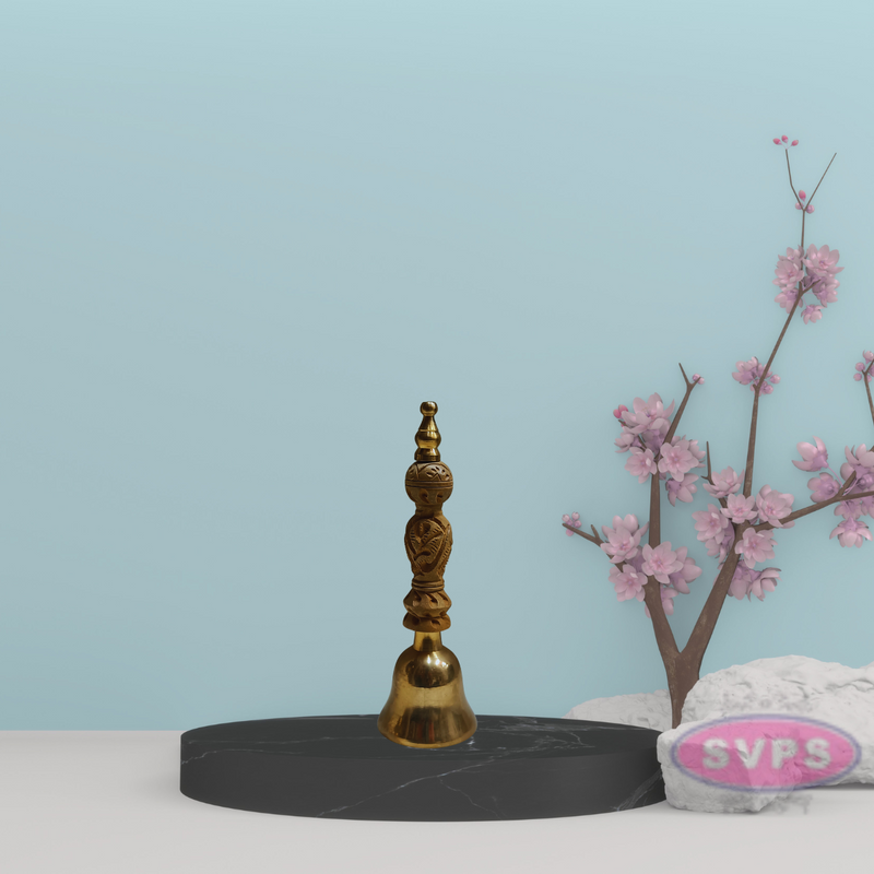 Brass Bell With Wooden Hand