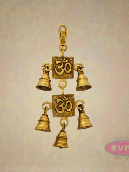 Brass Decorative Hanging Bells With Swastik Symbol