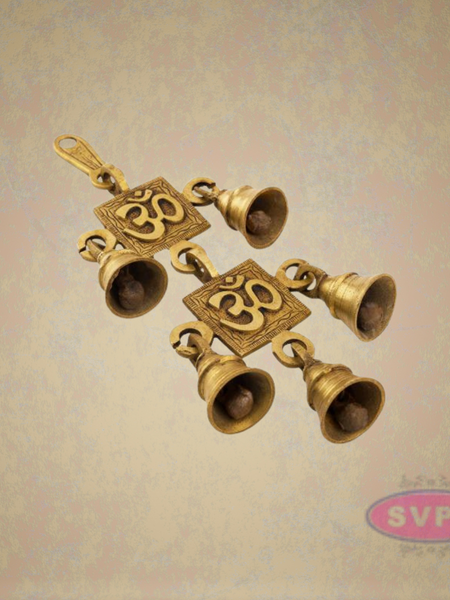 Brass Decorative Hanging Bells With Swastik Symbol