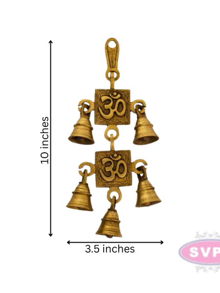 Brass Decorative Hanging Bells With Swastik Symbol