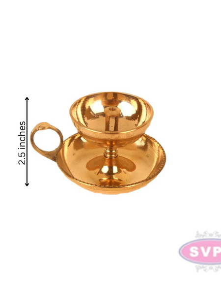 Brass Diya With Handle And Plate