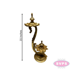 Brass Double Layer 9 Wicks Lamp For Puja / Decor Lamp