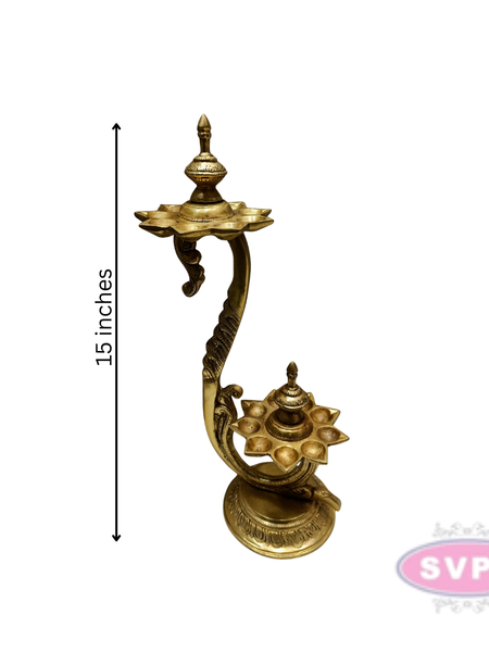 Brass Double Layer 9 Wicks Lamp For Puja / Decor Lamp