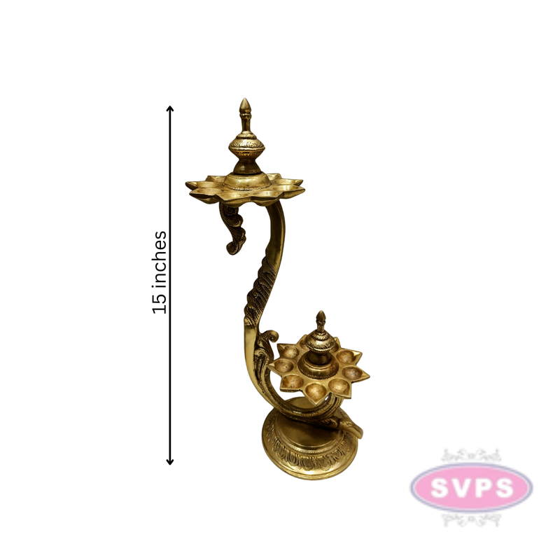 Brass Double Layer 9 Wicks Lamp For Puja / Decor Lamp