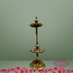 Brass Double Layer 9 Wicks Lamp For Puja / Decor Lamp