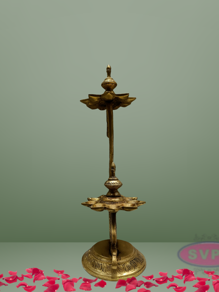 Brass Double Layer 9 Wicks Lamp For Puja / Decor Lamp