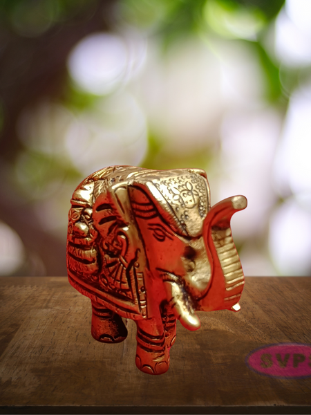 Brass Elephant Lakshmi And Ganesga Idol