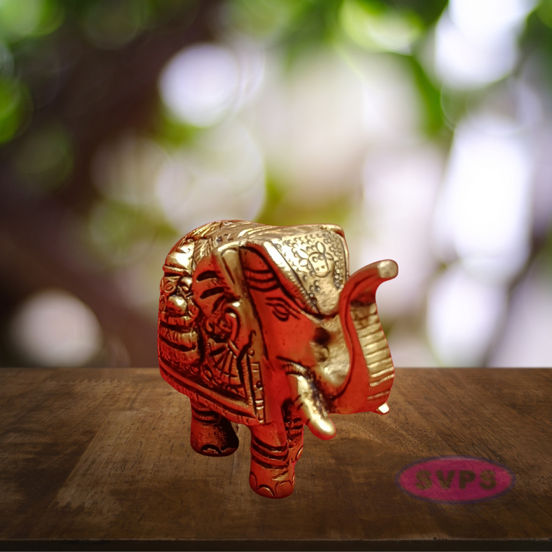 Brass Elephant Lakshmi And Ganesga Idol