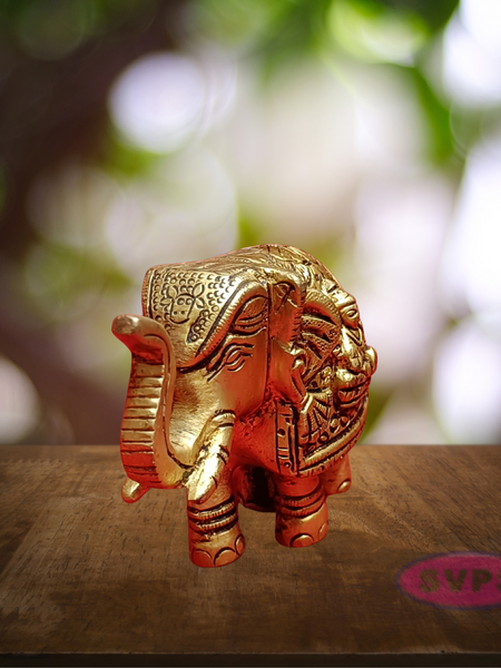 Brass Elephant Lakshmi And Ganesga Idol