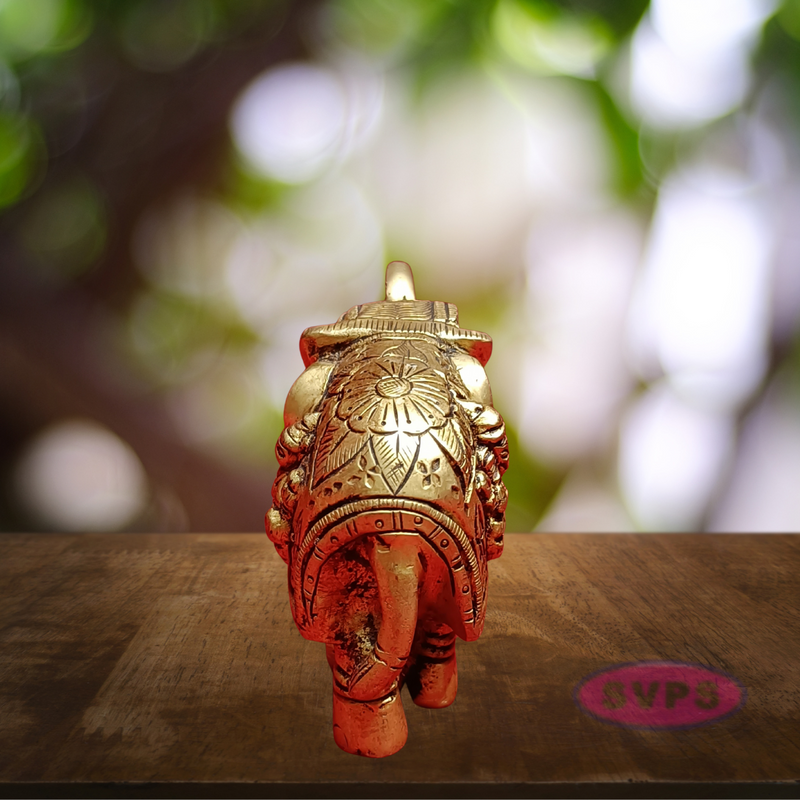 Brass Elephant Lakshmi And Ganesga Idol