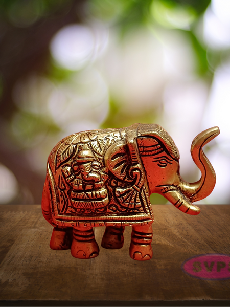Brass Elephant Lakshmi And Ganesga Idol