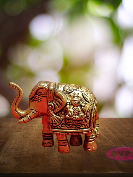 Brass Elephant Lakshmi And Ganesga Idol