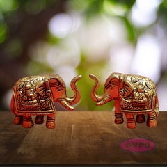 Brass Elephant Lakshmi And Ganesga Idol