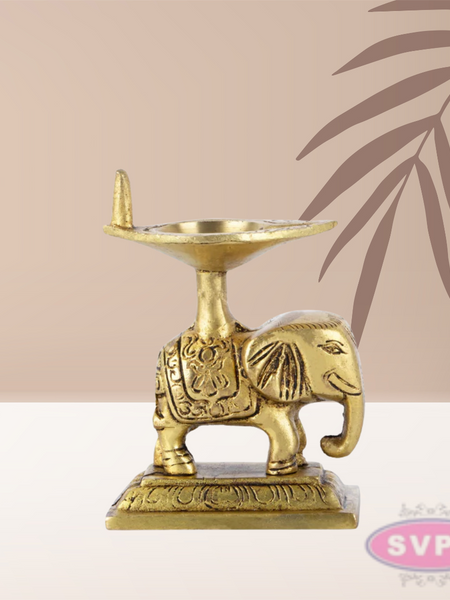 Brass Elephant Lamp For Pooja