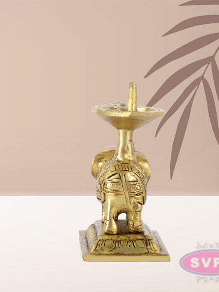 Brass Elephant Lamp For Pooja