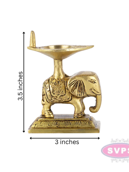 Brass Elephant Lamp For Pooja