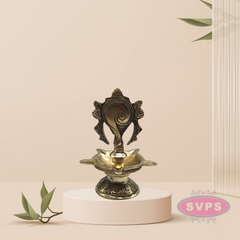 Brass Five Face Shanku Chakra Lamp / Diya Set